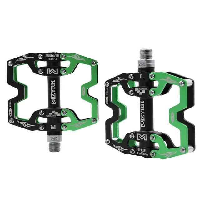 Mountain Bicycle Flat Pedals Cycling Ultralight Aluminum Alloy 3 Bearings With Cleats