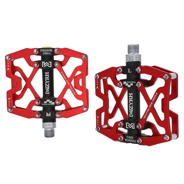 Mountain Bicycle Flat Pedals Cycling Ultralight Aluminum Alloy 3 Bearings With Cleats