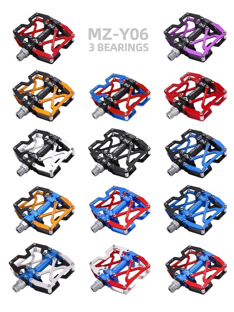 Mountain Bicycle Flat Pedals Cycling Ultralight Aluminum Alloy 3 Bearings With Cleats