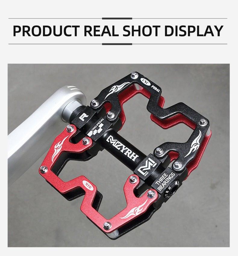 Mountain Bicycle Flat Pedals Cycling Ultralight Aluminum Alloy 3 Bearings With Cleats