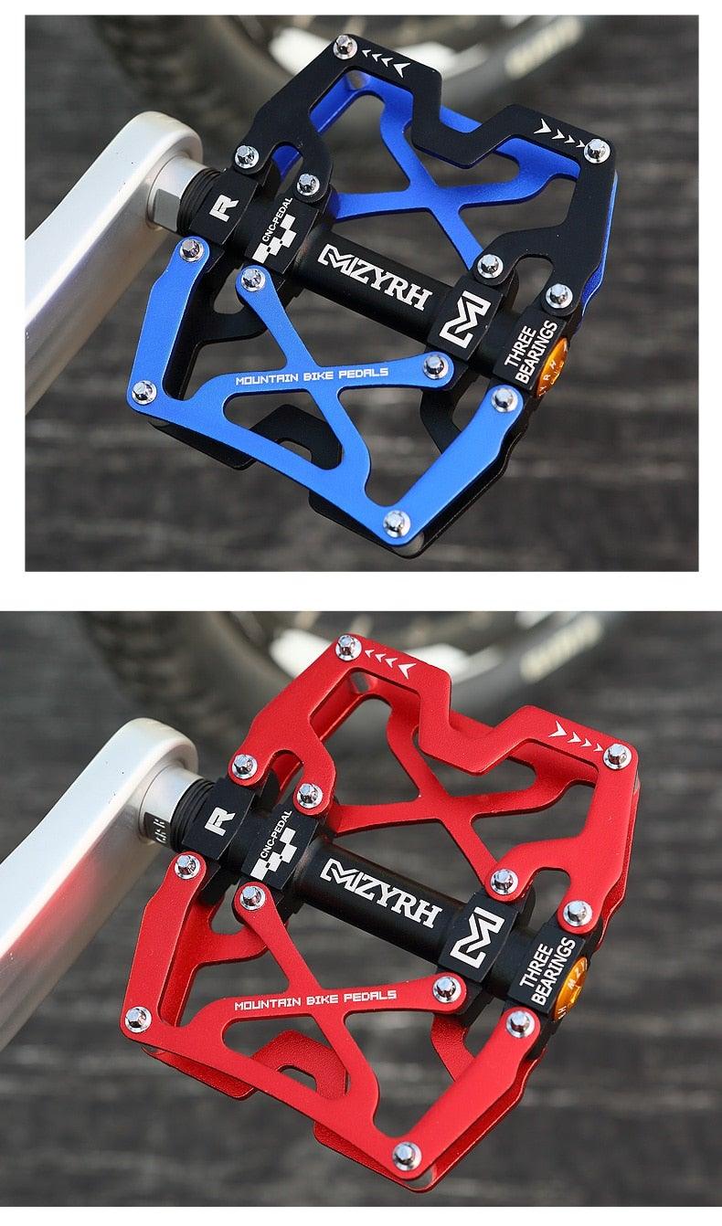 Mountain Bicycle Flat Pedals Cycling Ultralight Aluminum Alloy 3 Bearings With Cleats