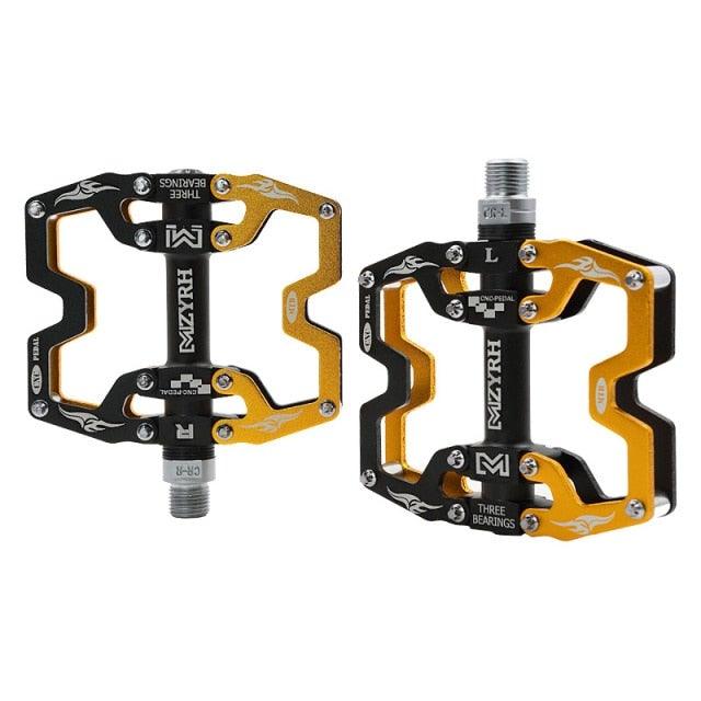 Mountain Bicycle Flat Pedals Cycling Ultralight Aluminum Alloy 3 Bearings With Cleats