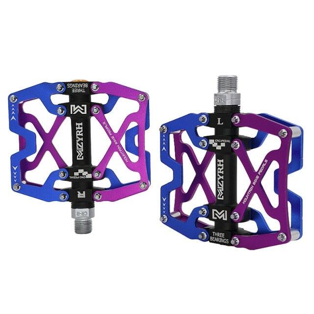Mountain Bicycle Flat Pedals Cycling Ultralight Aluminum Alloy 3 Bearings With Cleats