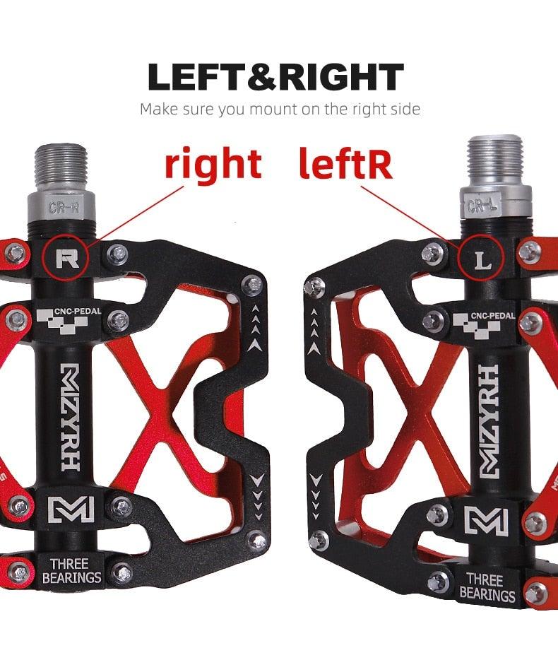 Mountain Bicycle Flat Pedals Cycling Ultralight Aluminum Alloy 3 Bearings With Cleats