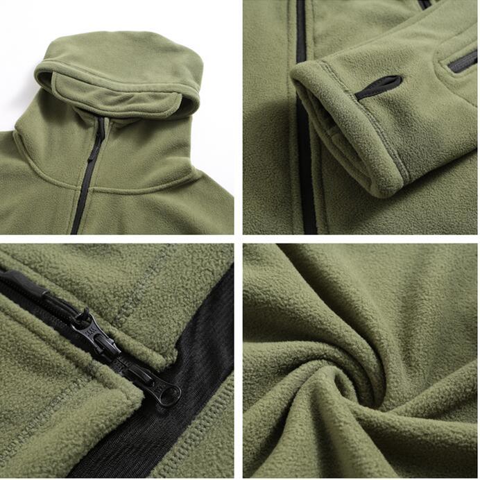 Outdoor Tactical Fleece Jacket Lightweight Soft Casual Hooded Thermal Fleece Coat Jacket