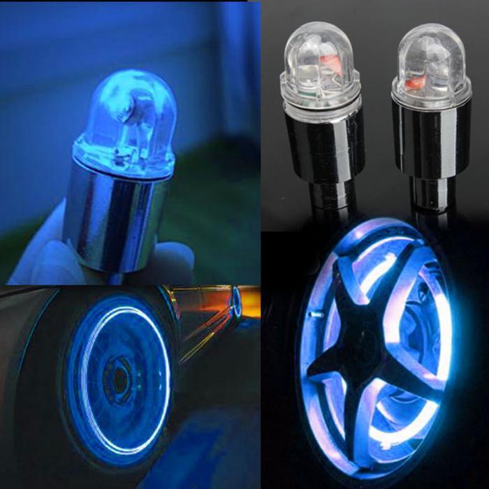 1 Pr. Bicycle LED Wheel Light Cycling Neon/Wheel Spoke Valve Cap/Alarm Lights/Waterproof