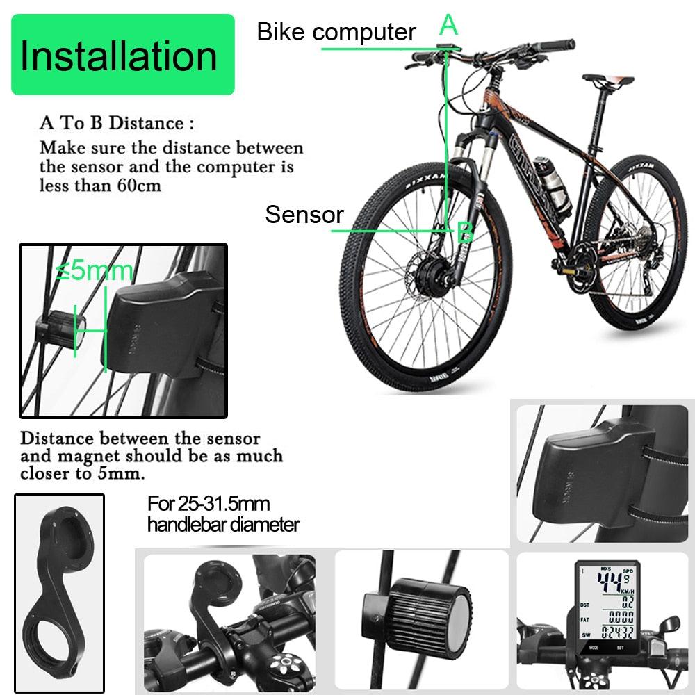 Wireless Bike Computer Rainproof Speedometer Odometer Stopwatch Auto Wake-up