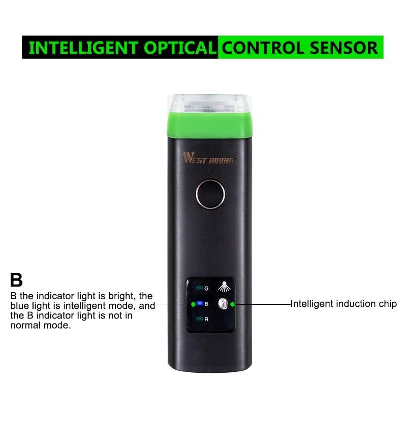 Waterproof Bicycle Light Smart Front Lamp Headlight With Horn USB Rechargeable LED