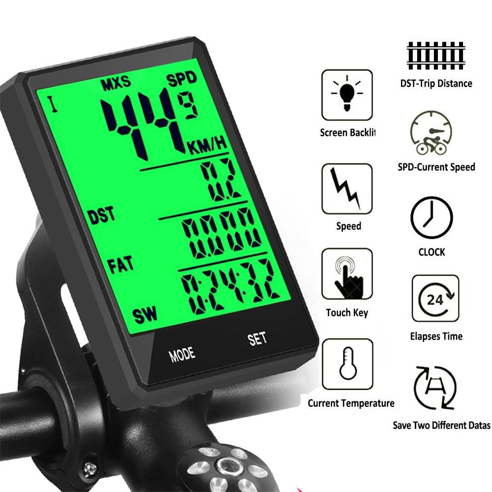 Waterproof Bike Computer Wireless Or Wired Cycling Odometer Stopwatch Speedometer
