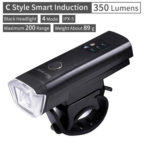 Waterproof Bicycle Light Smart Front Lamp Headlight With Horn USB Rechargeable LED