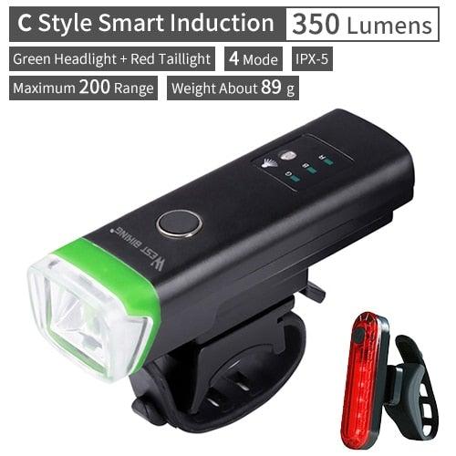 Waterproof Bicycle Light Smart Front Lamp Headlight With Horn USB Rechargeable LED