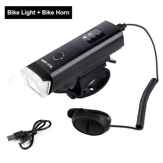Waterproof Bicycle Light Smart Front Lamp Headlight With Horn USB Rechargeable LED