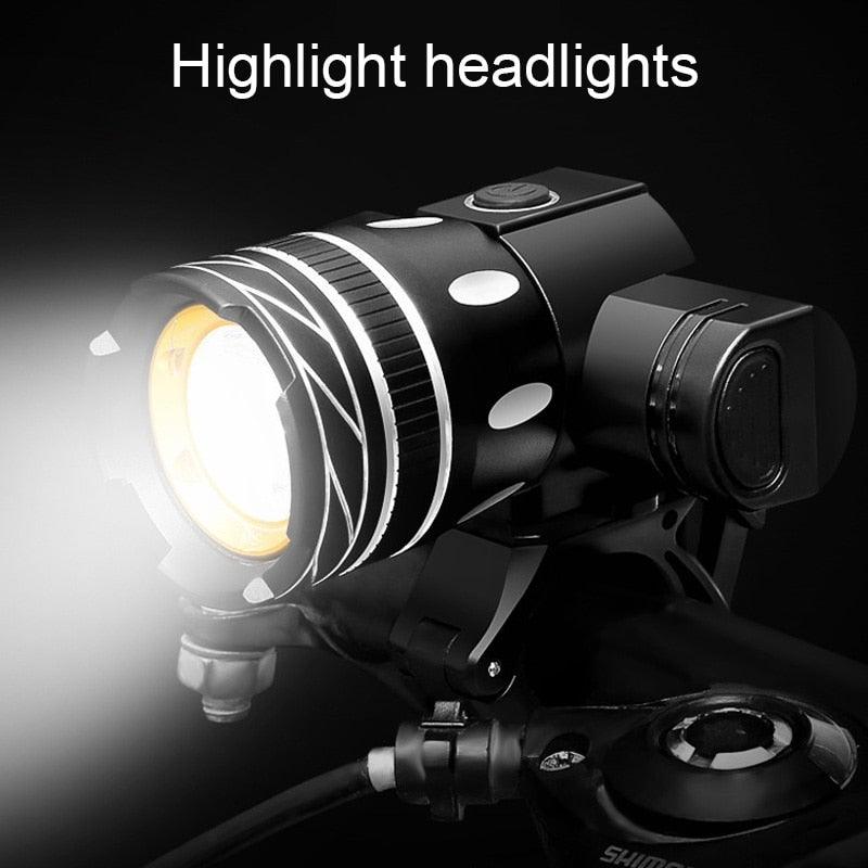 LED Headlight For Bike Electric Scooter USB Rechargeable LED Light High Lumens