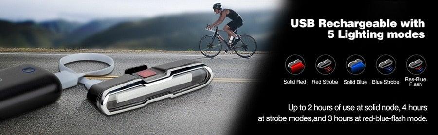 Bike Tail Light Ultra Bright USB Rechargeable LED Bicycle Rear Light 5 Light Mode Headlights
