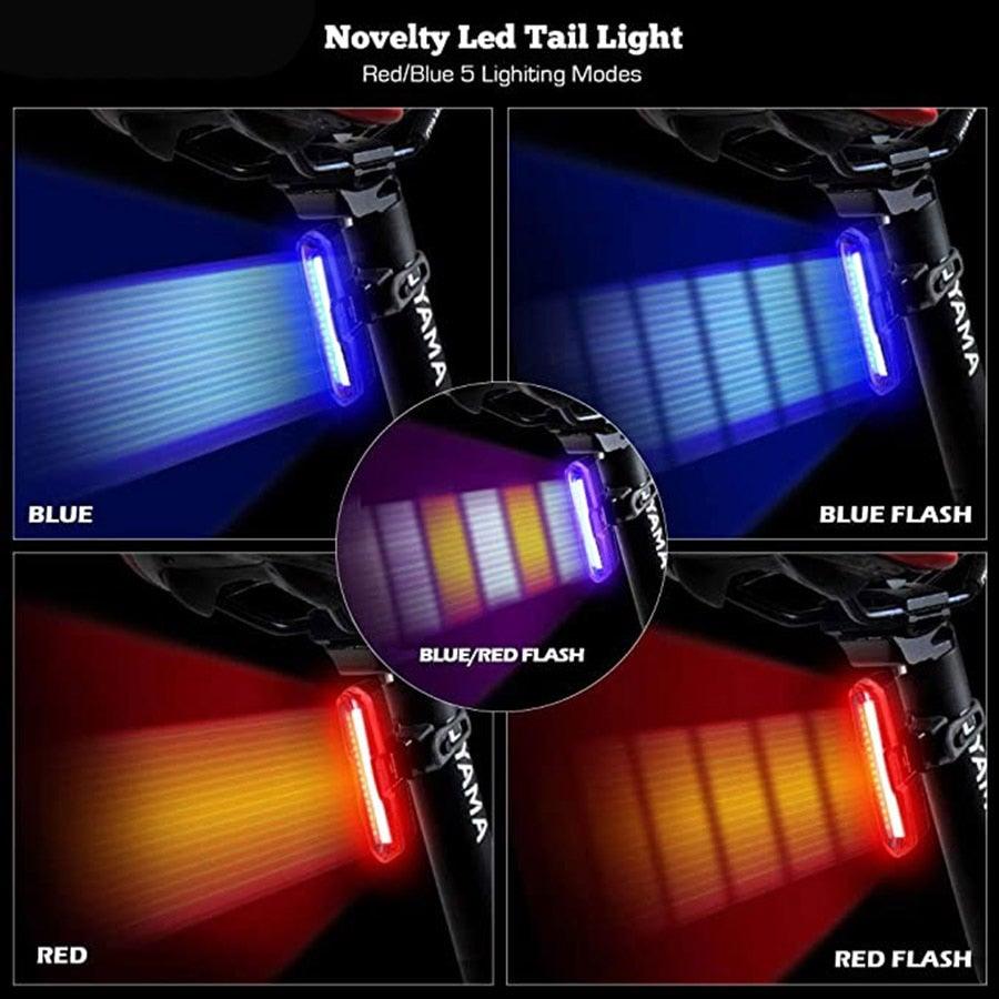 Bike Tail Light Ultra Bright USB Rechargeable LED Bicycle Rear Light 5 Light Mode Headlights