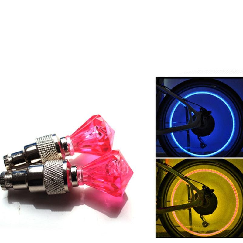 2PCS Bicycle Valve Lights Wheel Spokes Tire LED Light