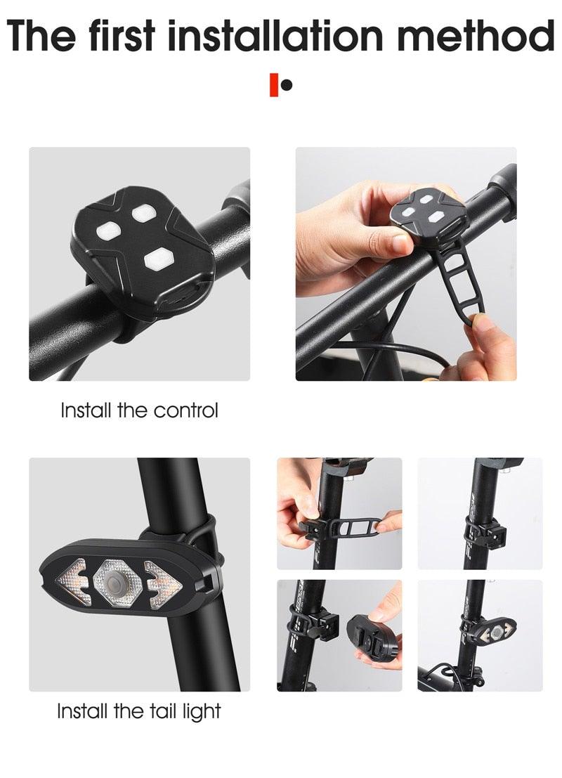 Bike Light Wireless Remote Control Cycling Turning Signal Taillight USB Bicycle Rechargeable
