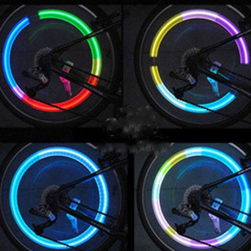 1 Pr. Bicycle LED Wheel Light Cycling Neon/Wheel Spoke Valve Cap/Alarm Lights/Waterproof