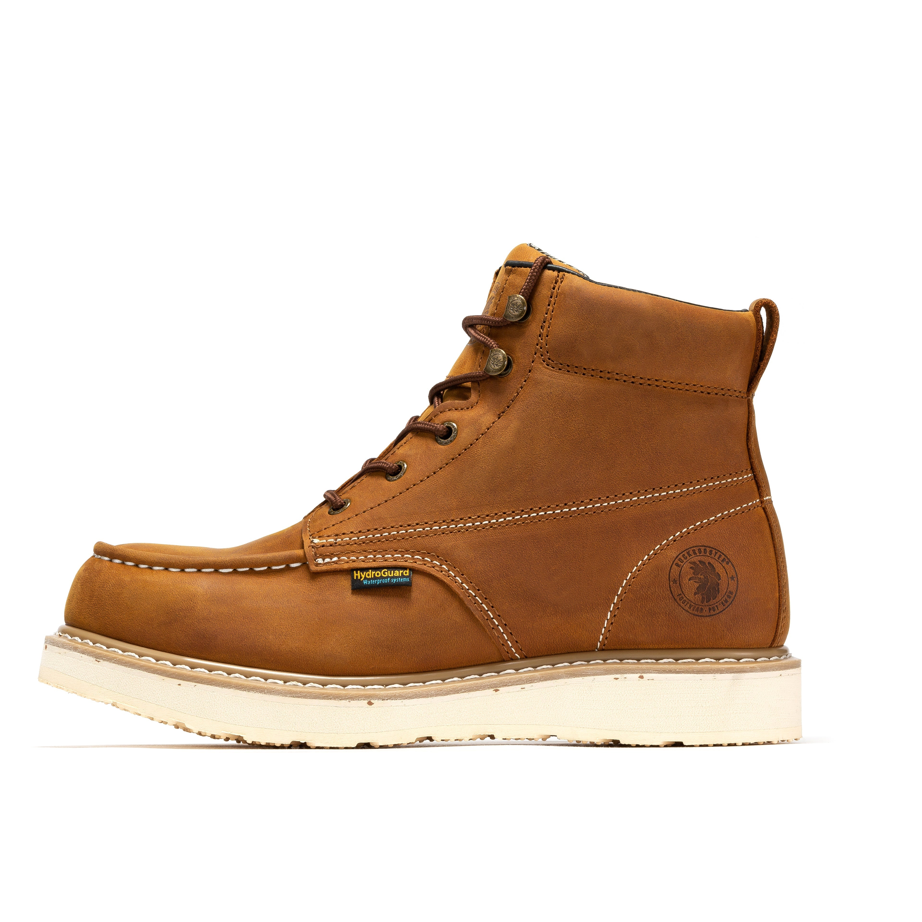 Men's 6 inch Brown steel toe waterproof wedge work boots SAP858