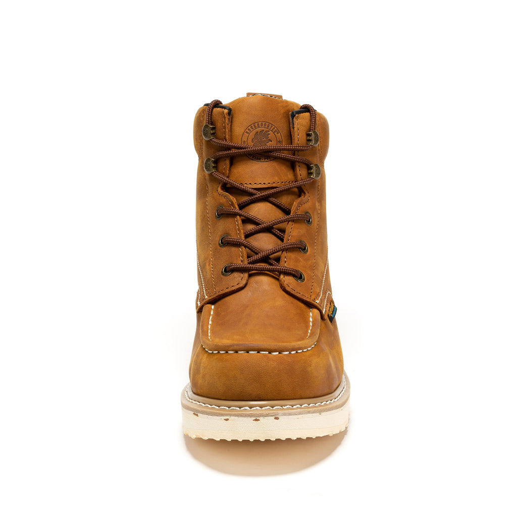 Men's 6 inch Brown steel toe waterproof wedge work boots SAP858