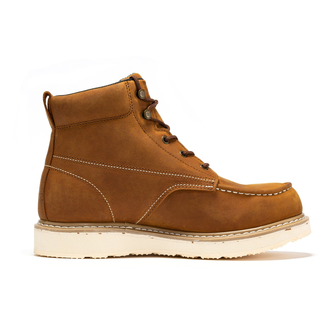 Men's 6 inch Brown steel toe waterproof wedge work boots SAP858
