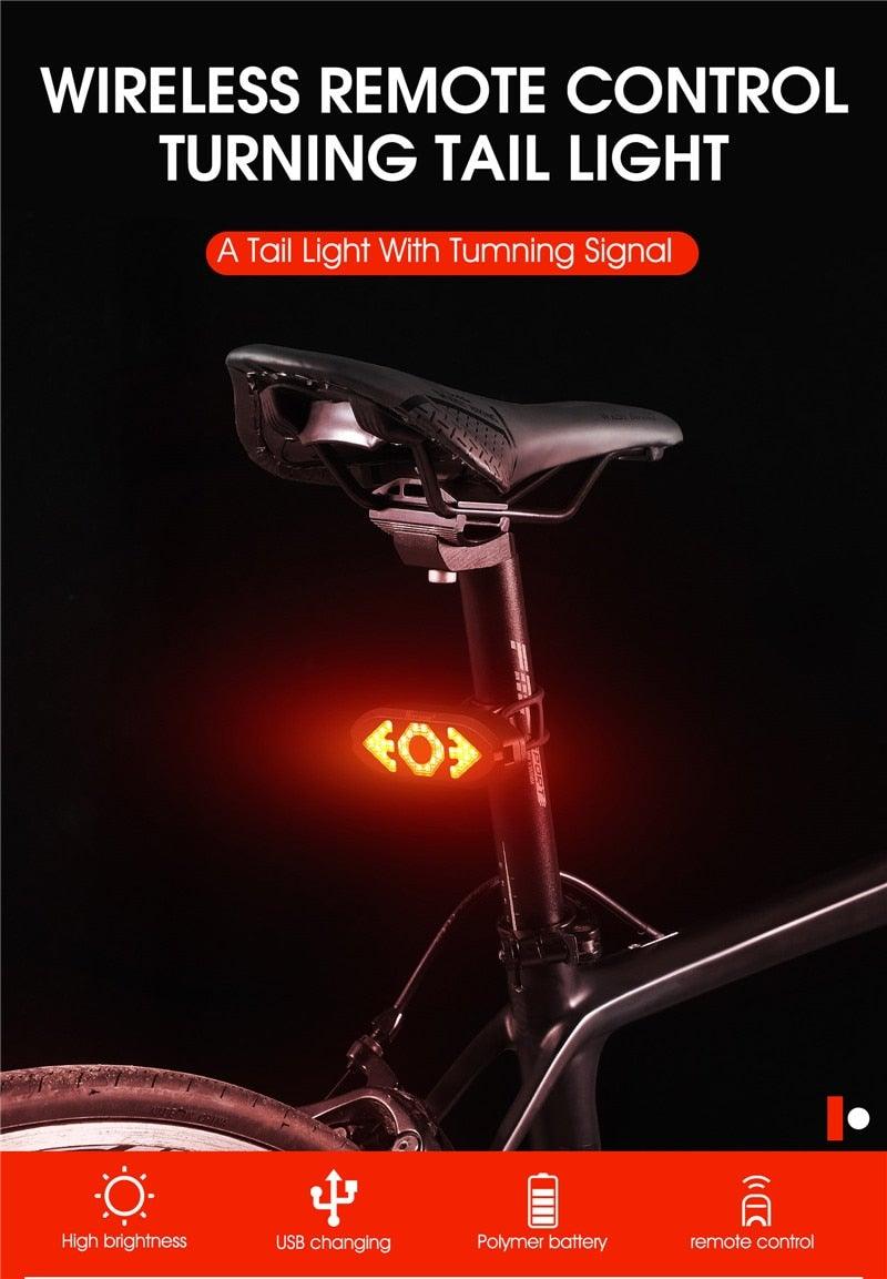 Bike Light Wireless Remote Control Cycling Turning Signal Taillight USB Bicycle Rechargeable