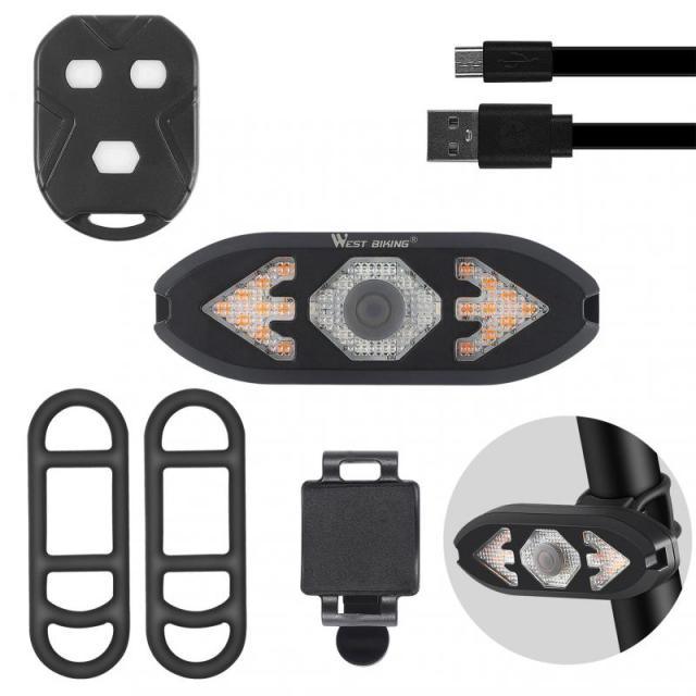 Bike Light Wireless Remote Control Cycling Turning Signal Taillight USB Bicycle Rechargeable