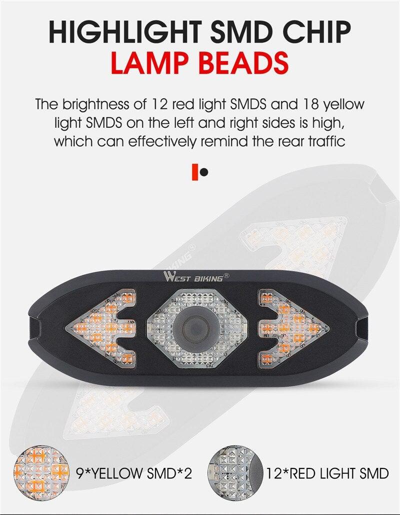 Bike Light Wireless Remote Control Cycling Turning Signal Taillight USB Bicycle Rechargeable