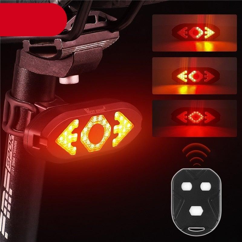Bike Light Wireless Remote Control Cycling Turning Signal Taillight USB Bicycle Rechargeable