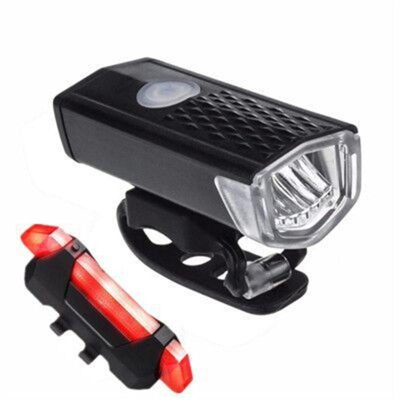 USB Rechargeable/3 Mode Bicycle Front Light Lamp/LED/Waterproof End Tail Light Set 300 Lumen