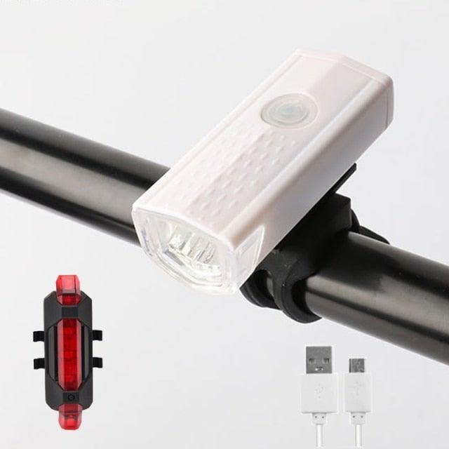 USB Rechargeable/3 Mode Bicycle Front Light Lamp/LED/Waterproof End Tail Light Set 300 Lumen