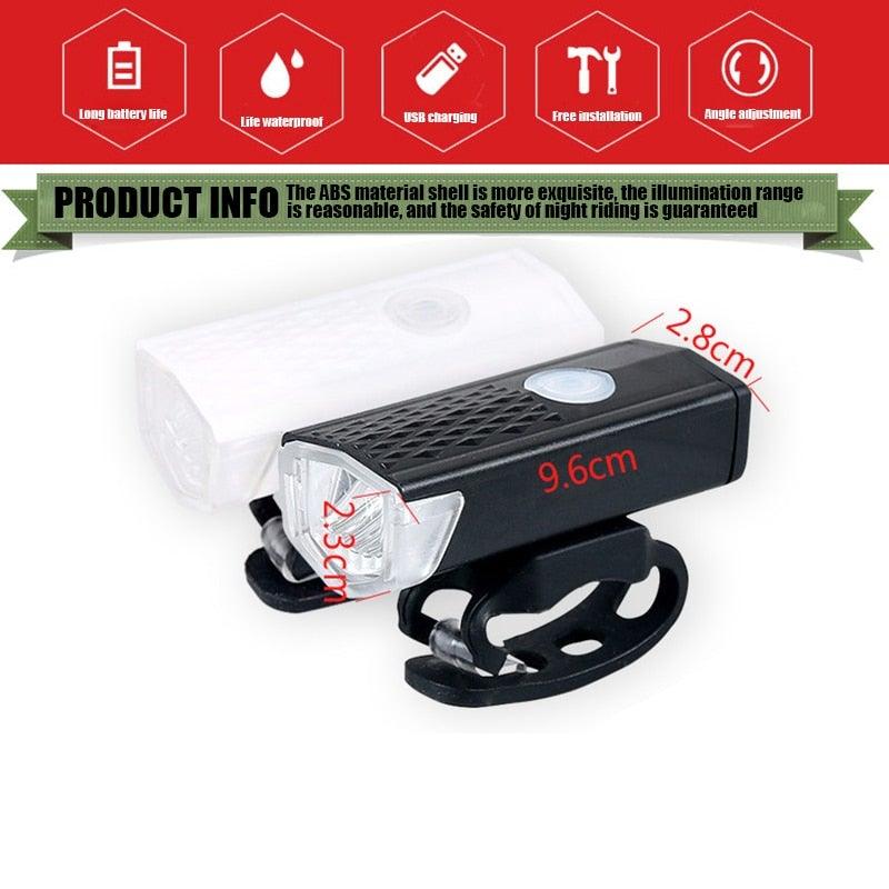USB Rechargeable/3 Mode Bicycle Front Light Lamp/LED/Waterproof End Tail Light Set 300 Lumen