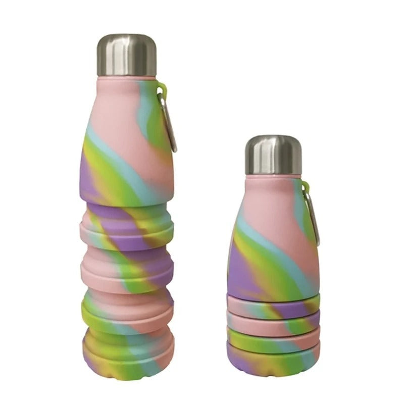 550ML Portable Silicone Bottle Retractable Folding Water Bottle Outdoor Sports Travel