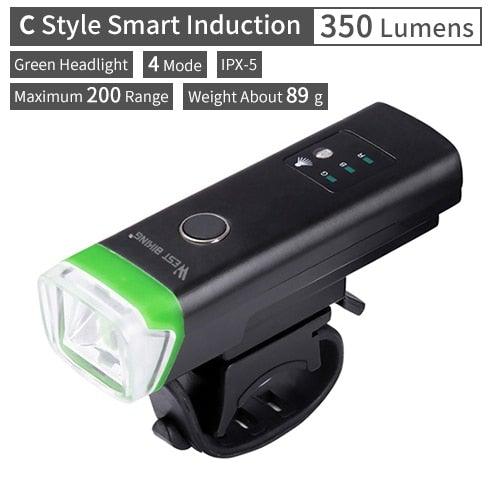 Waterproof Bicycle Light Smart Front Lamp Headlight With Horn USB Rechargeable LED