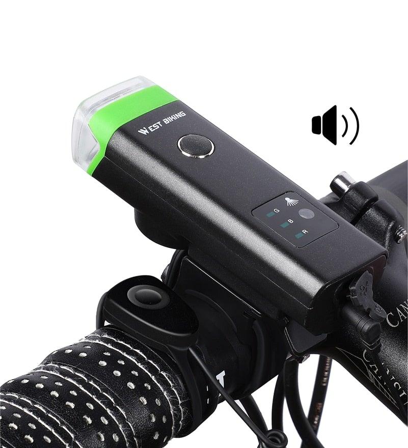 Waterproof Bicycle Light Smart Front Lamp Headlight With Horn USB Rechargeable LED