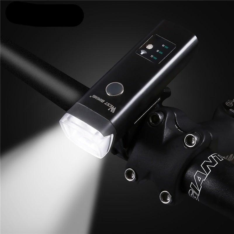 Waterproof Bicycle Light Smart Front Lamp Headlight With Horn USB Rechargeable LED
