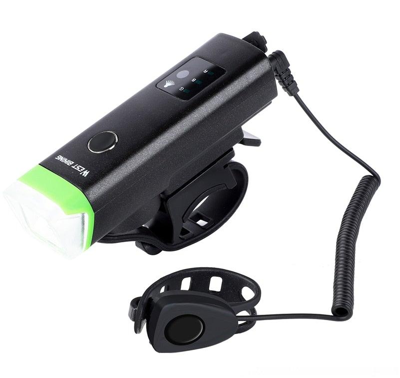 Waterproof Bicycle Light Smart Front Lamp Headlight With Horn USB Rechargeable LED