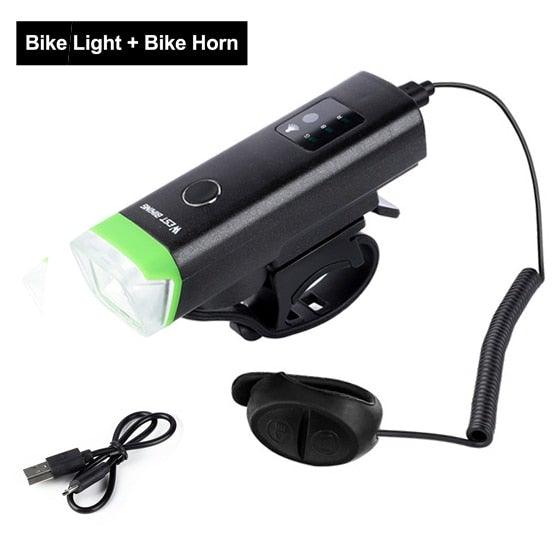 Waterproof Bicycle Light Smart Front Lamp Headlight With Horn USB Rechargeable LED
