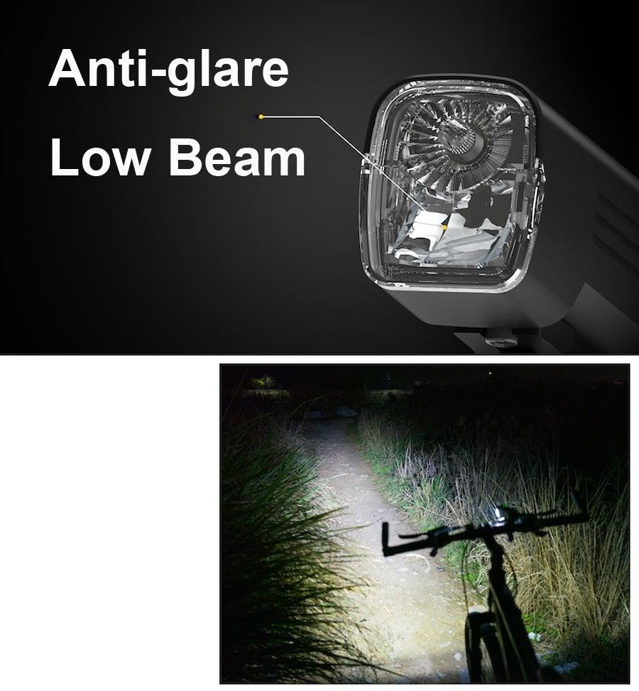Waterproof Bike Light Set USB High/Low Beam Bicycle Lamp Headlight