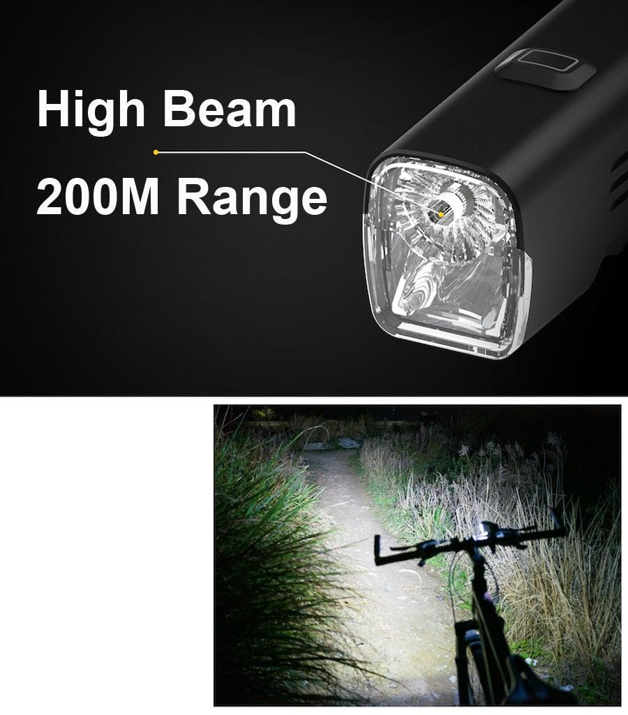 Waterproof Bike Light Set USB High/Low Beam Bicycle Lamp Headlight
