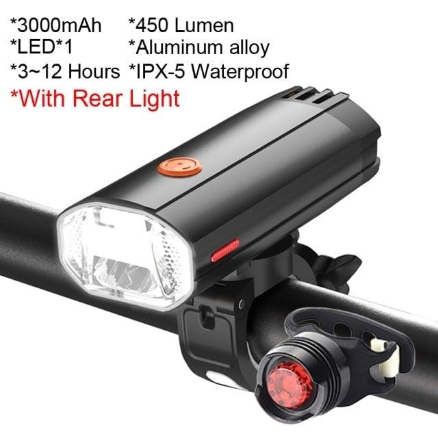 Waterproof Bike Light Set USB High/Low Beam Bicycle Lamp Headlight