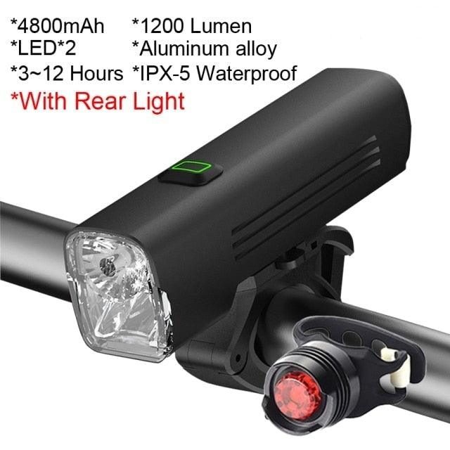 Waterproof Bike Light Set USB High/Low Beam Bicycle Lamp Headlight
