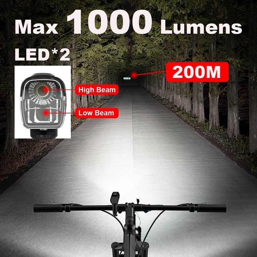 Waterproof Bike Light Set USB High/Low Beam Bicycle Lamp Headlight