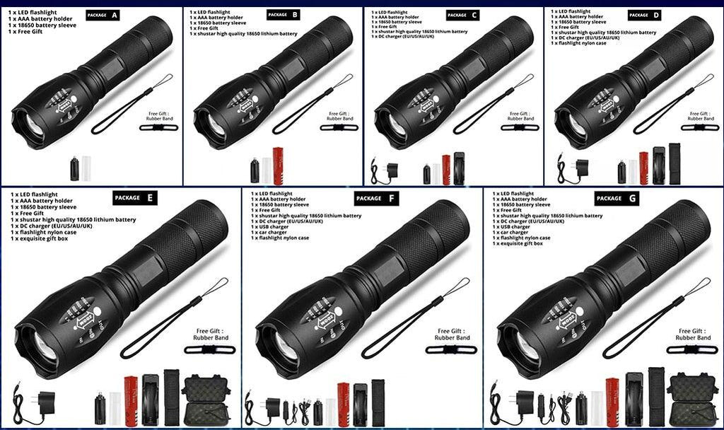 Waterproof Z45 Flashlight/Bright/MINI Torch T6/L2/V6 zoom/5 Modes/18650 rechargeable