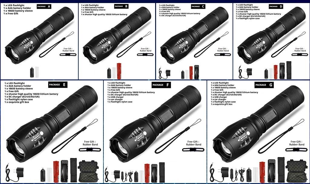 Waterproof Z45 Flashlight/Bright/MINI Torch T6/L2/V6 zoom/5 Modes/18650 rechargeable
