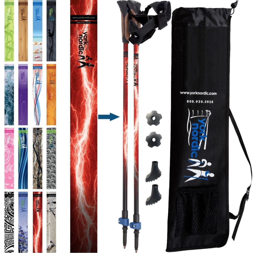 Nordic Walking Poles/Glove Grip/flip locks/detachable feet/travel bag/pair/Heights up to 6’2”