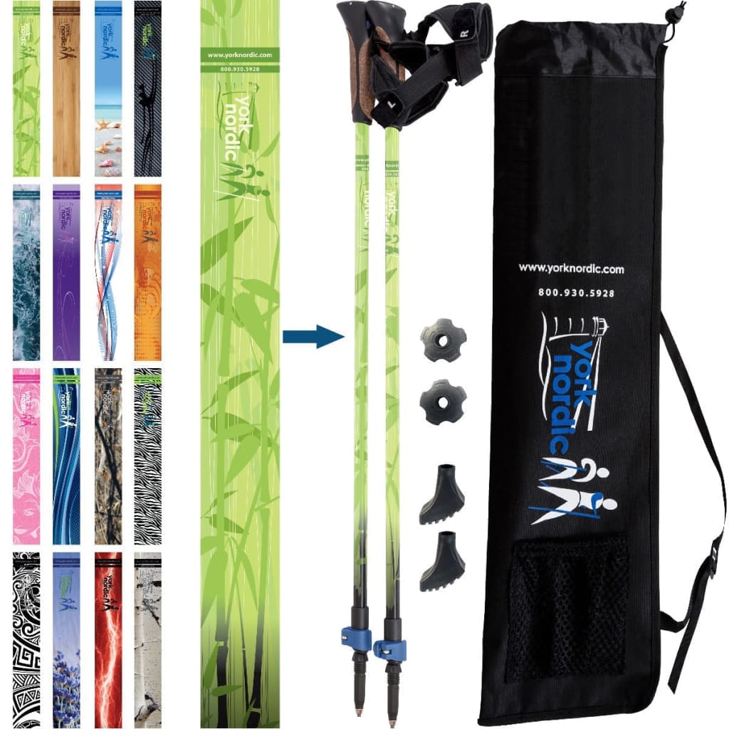 Nordic Walking Poles/Glove Grip/flip locks/detachable feet/travel bag/pair/Heights up to 6’2”