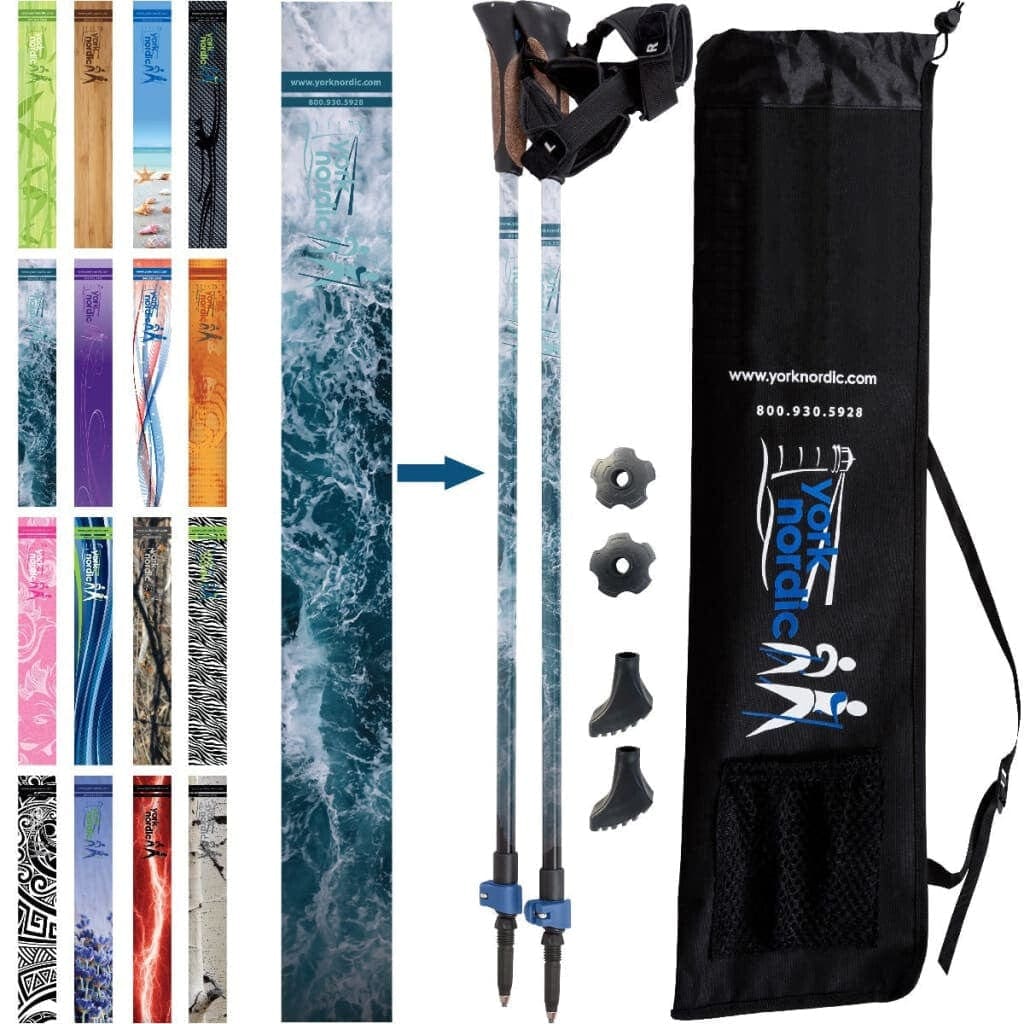 Nordic Walking Poles/Glove Grip/flip locks/detachable feet/travel bag/pair/Heights up to 6’2”