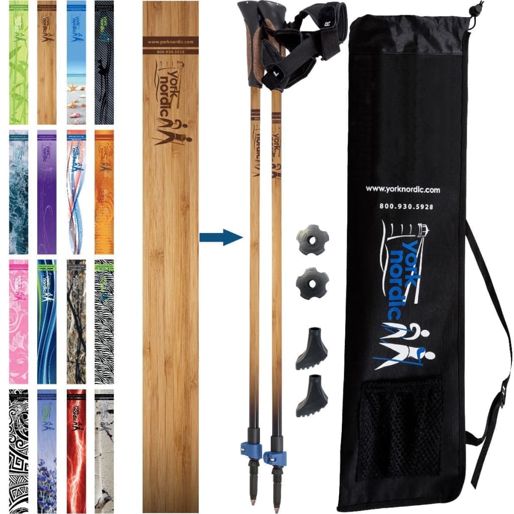 Nordic Walking Poles/Glove Grip/flip locks/detachable feet/travel bag/pair/Heights up to 6’2”
