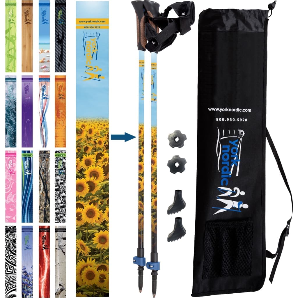 Nordic Walking Poles/Glove Grip/flip locks/detachable feet/travel bag/pair/Heights up to 6’2”